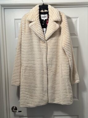 Jason Wu Cream Ribbed Faux-Fur Coat